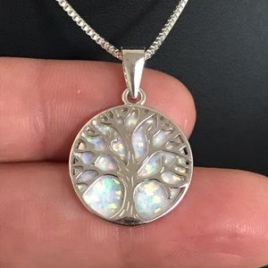 Sterling Silver White Opal Tree Of Life Necklace